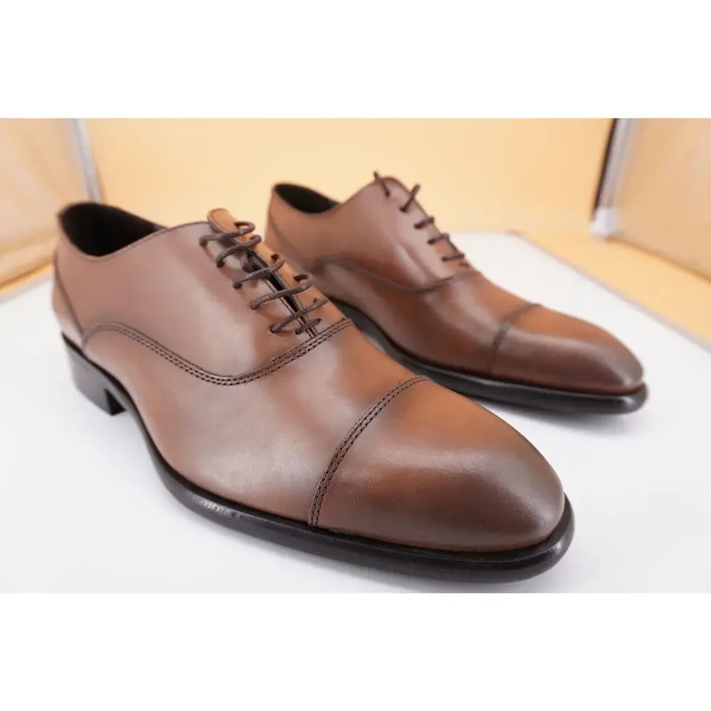To Boot New York Firenza Men's Brown Leather Cap Toe Oxfords SZ 8 D $395 lace